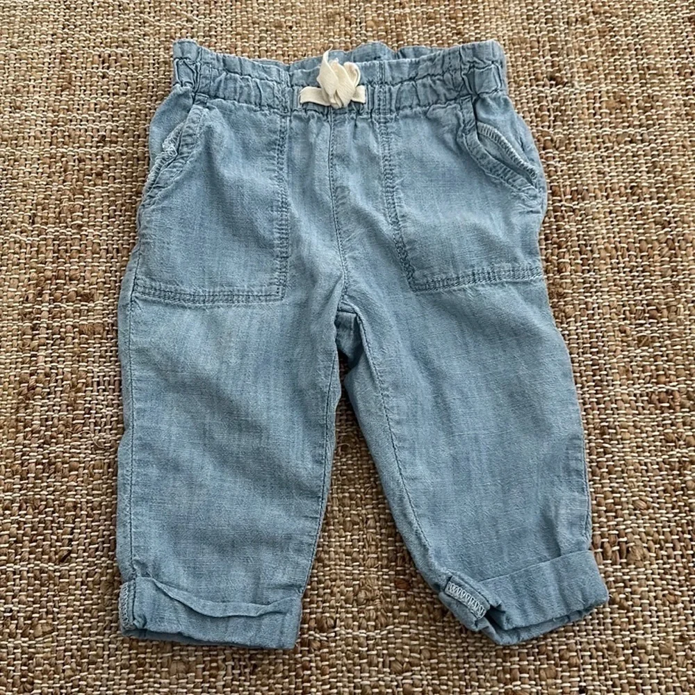 Baby Gap Paper Bag Waist Denim Chambray Jeans Pants 6-12 Months